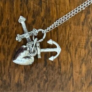 Vintage sterling silver Faith Hope Charity Cross Necklace